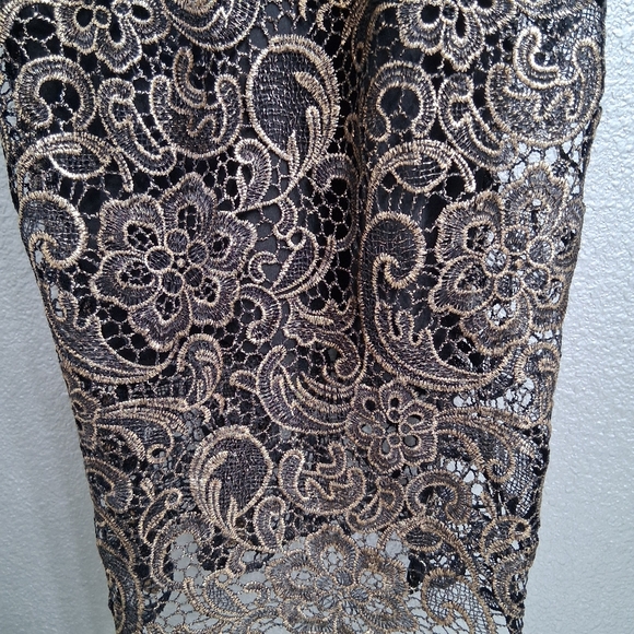 Elegant Black & Gold Brocade Halter Dress - Picture 3 of 8
